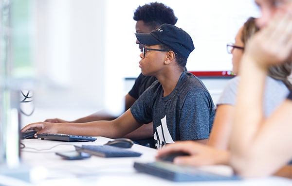 students at computers