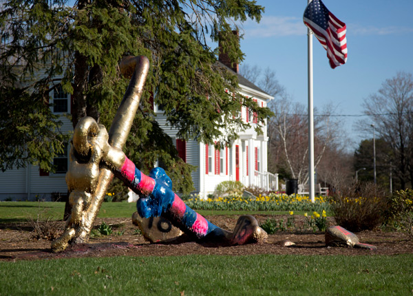 Painted Anchor in front of admissions building