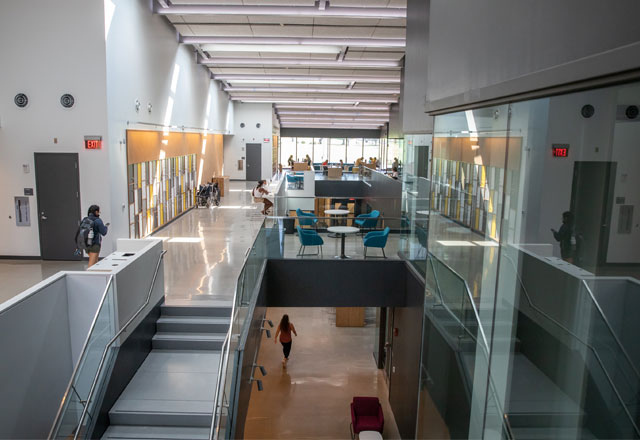 inside new academic building hallway