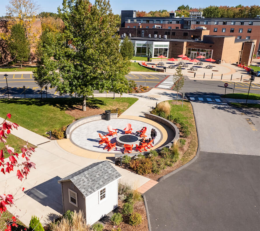 Students walking on campus 