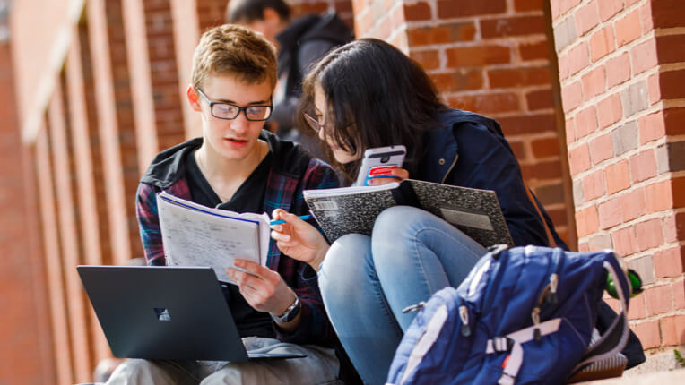 students talking 