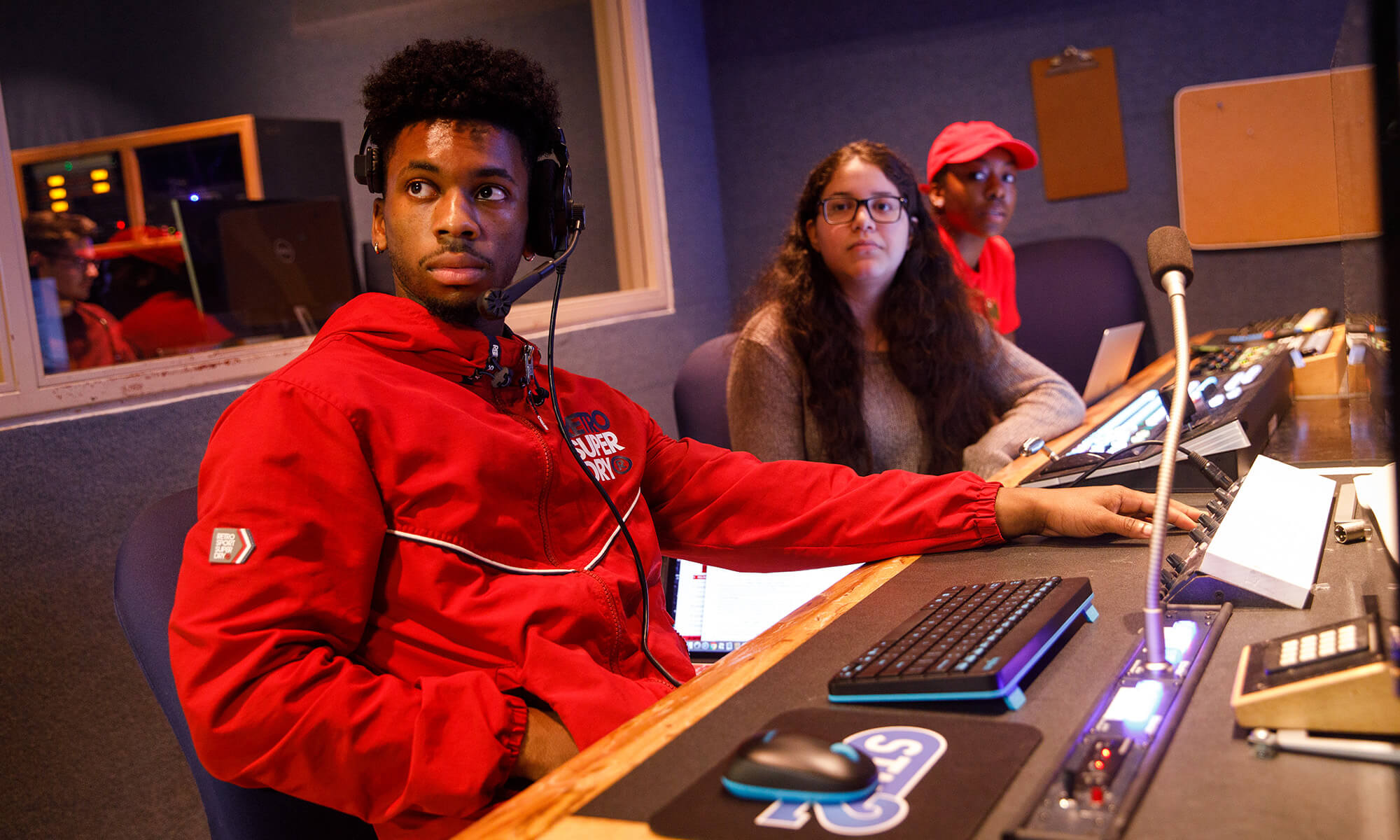 Students in sound booth