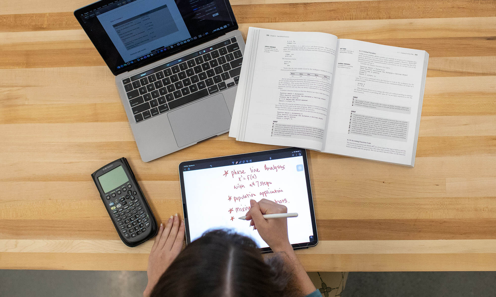 Student working at a desk