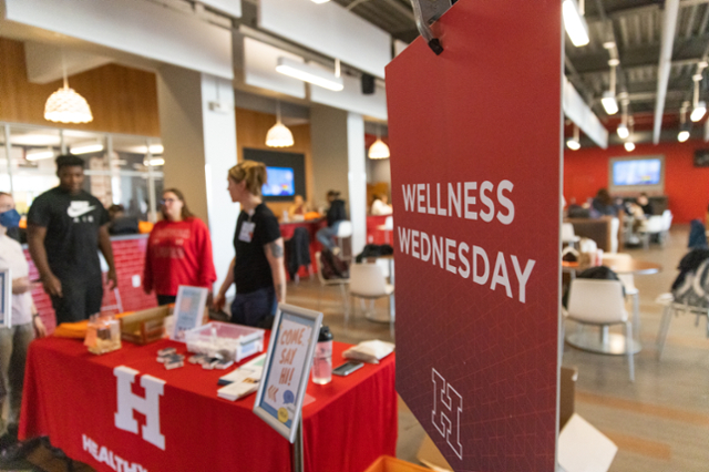 Wellness Wednesday table in GSU Hawk Lounge