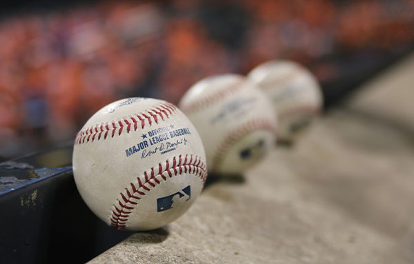 baseballs lined up