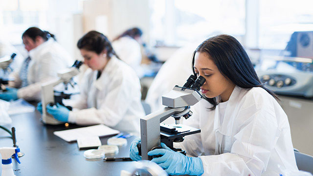 Student Looking Through Microscope