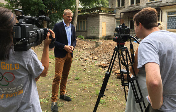 Students filming documentary