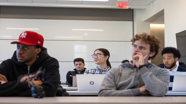 Students network at a marketing event