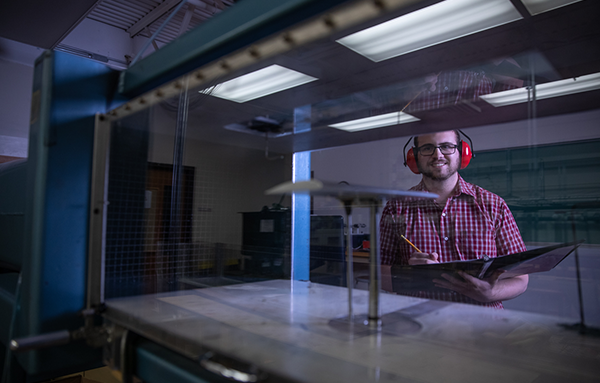 student working in lab