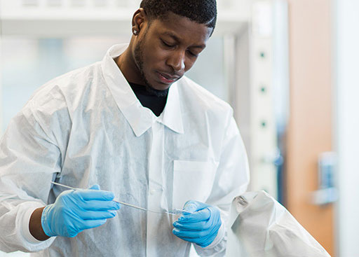 health science student in lab