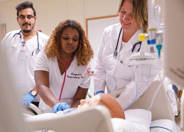 respiratory students in lab