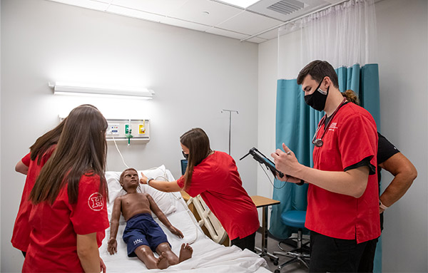 nursing students in sim lab