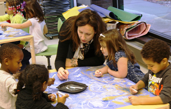 teacher with young children