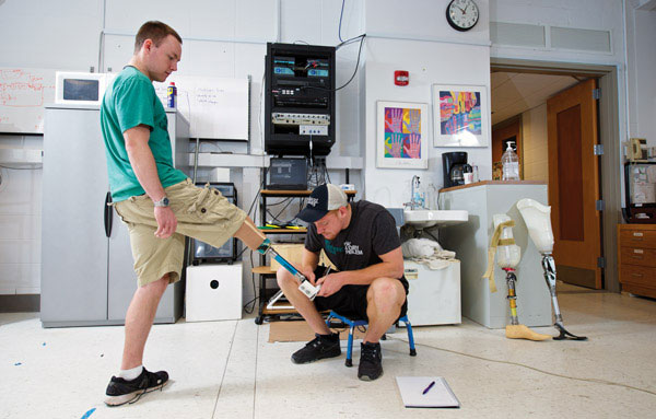 Student with prosthetic leg