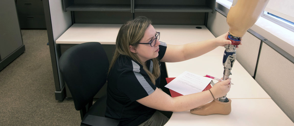 Student with prosthetic leg