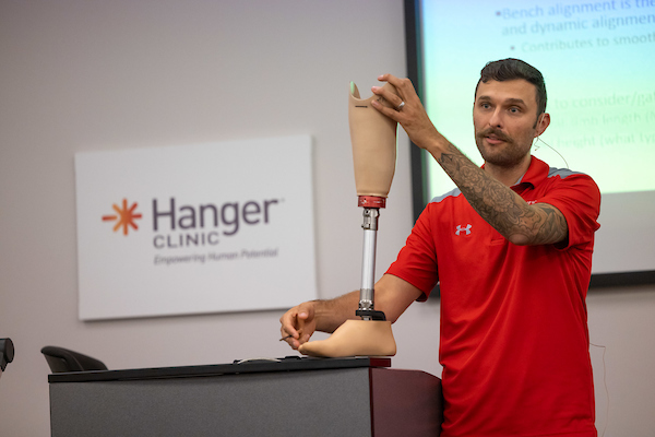Professor with prosthetic leg