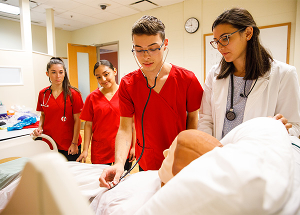 nursing students in sim lab