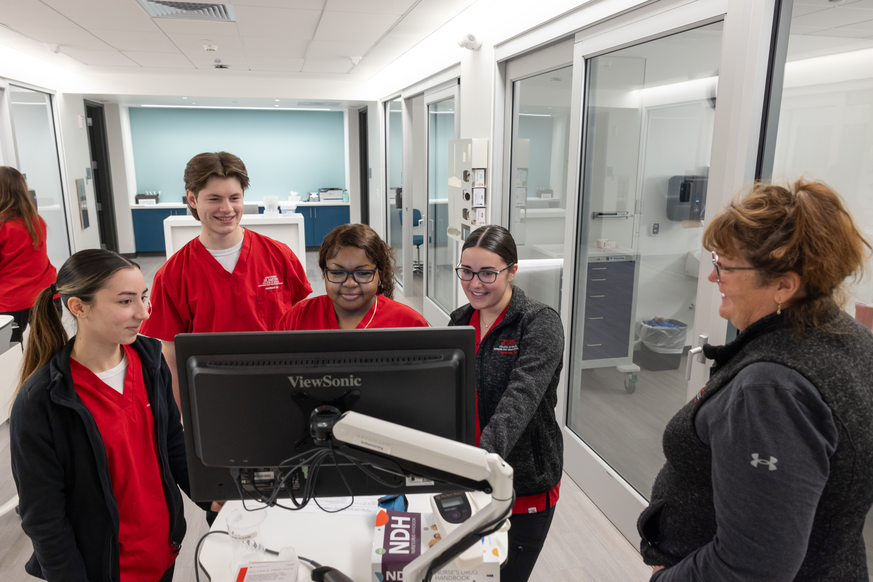 nursing students in sim lab