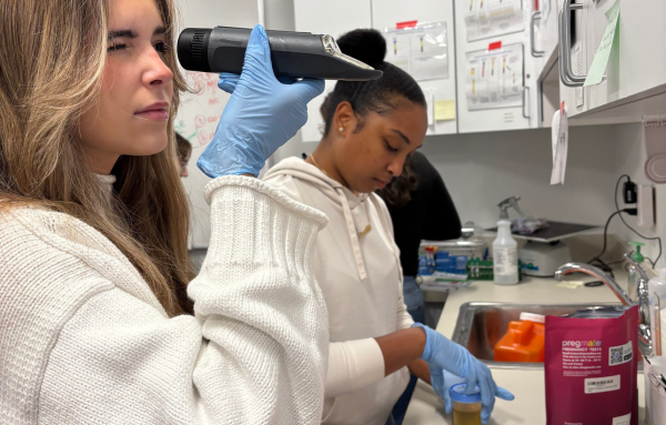 Hydration Lab close up of student working