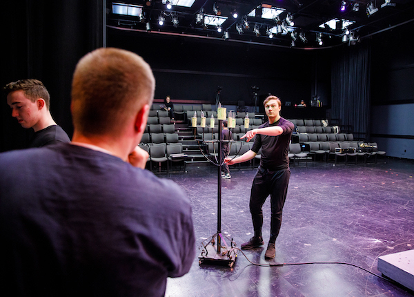 Students working in the Theater