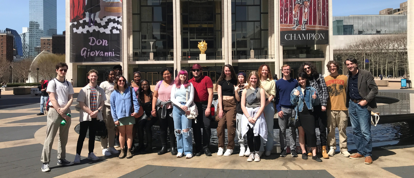 students in front of Lincoln Center