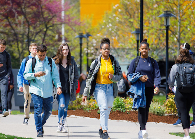 Students walking on campus
