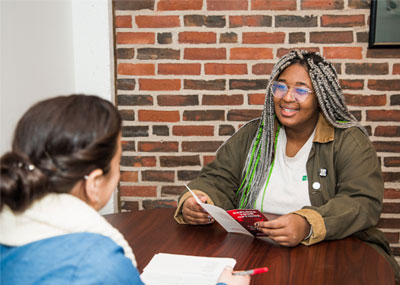 student in counseling session