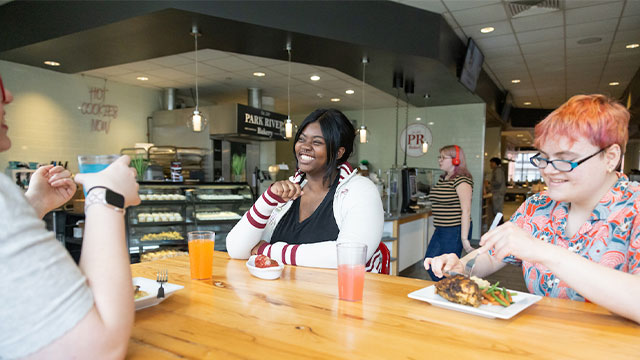 students in the dining hall