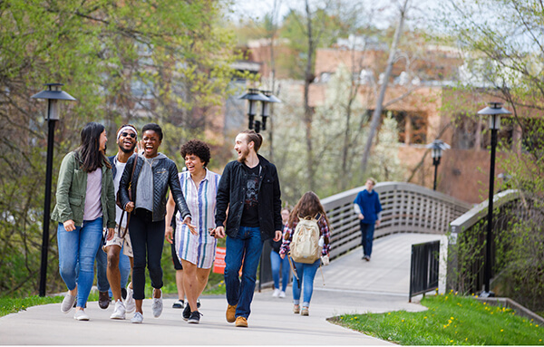 students walking on campus