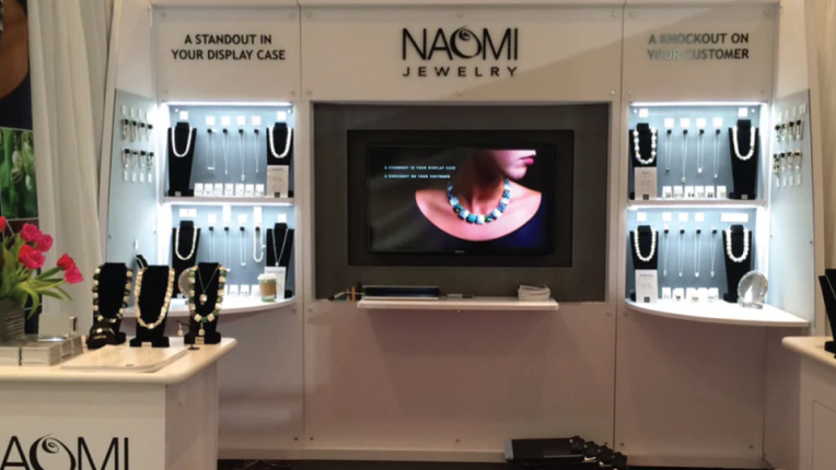 image of Naomi Jewelry store set up and jewelry display