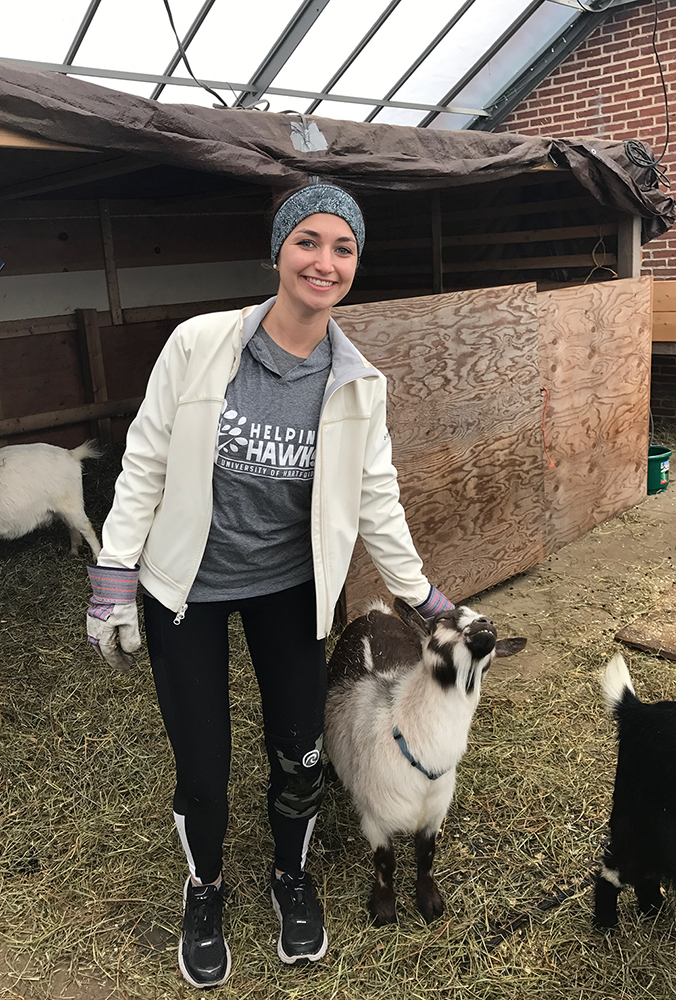 Anna Audycki with a goat