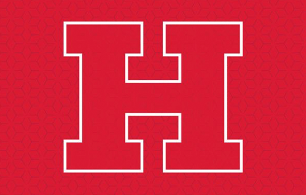 White H with red background