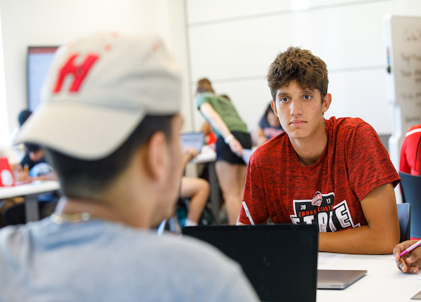 Barney accounting undergraduate students in class.