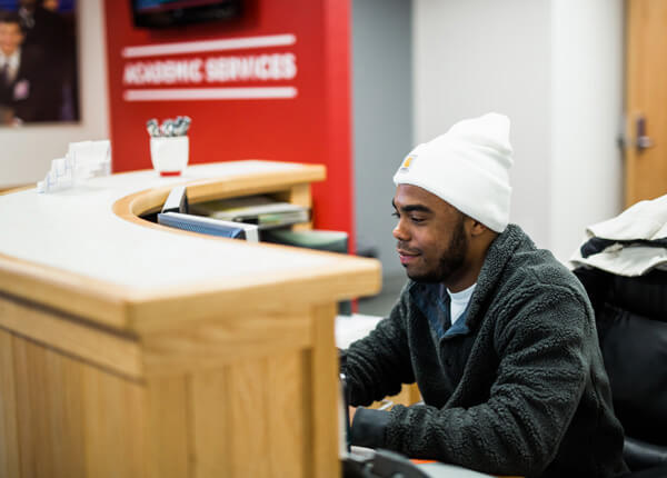 Student working at desk