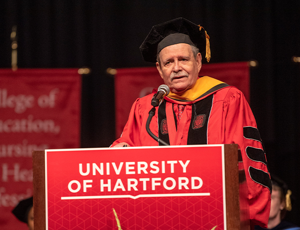 Hursey received an honorary Doctor of Commercial Science degree at UHart’s Commencement ceremony in May
