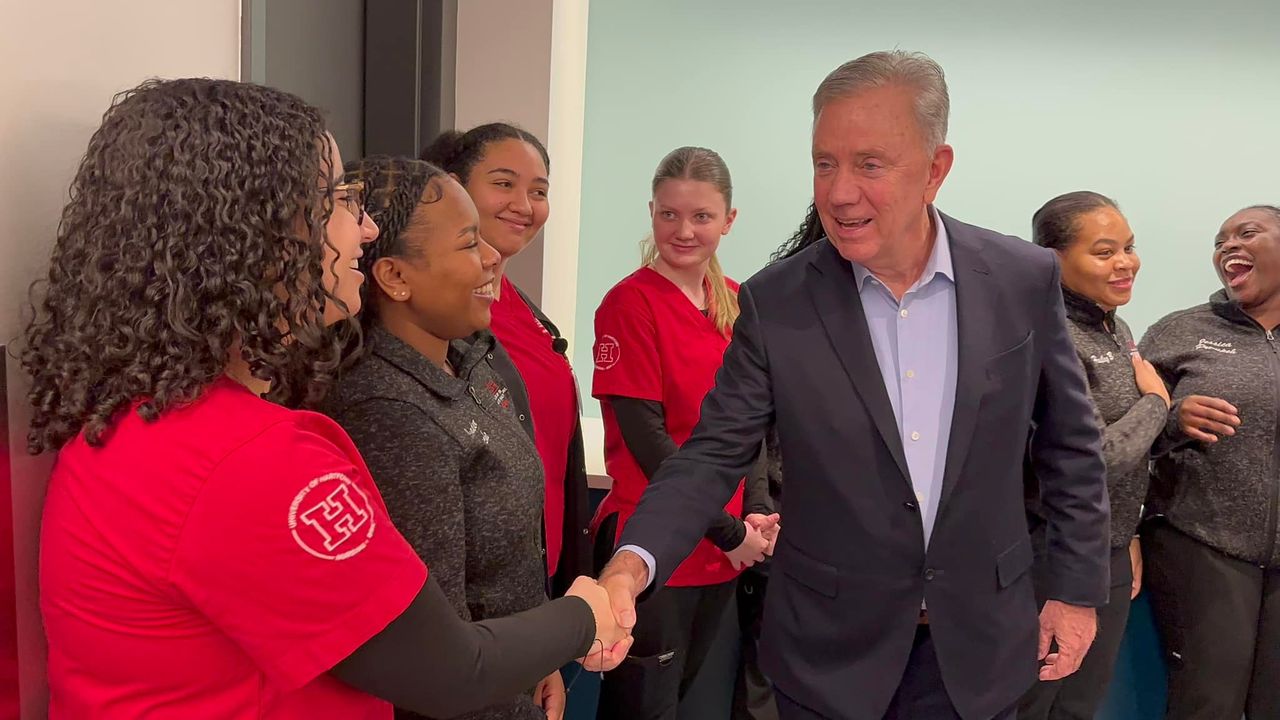 Lamont with UHart nursing students