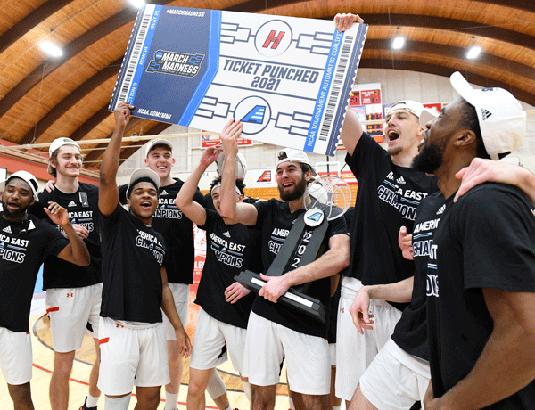 Photo of the Hawks winning the America East Championship