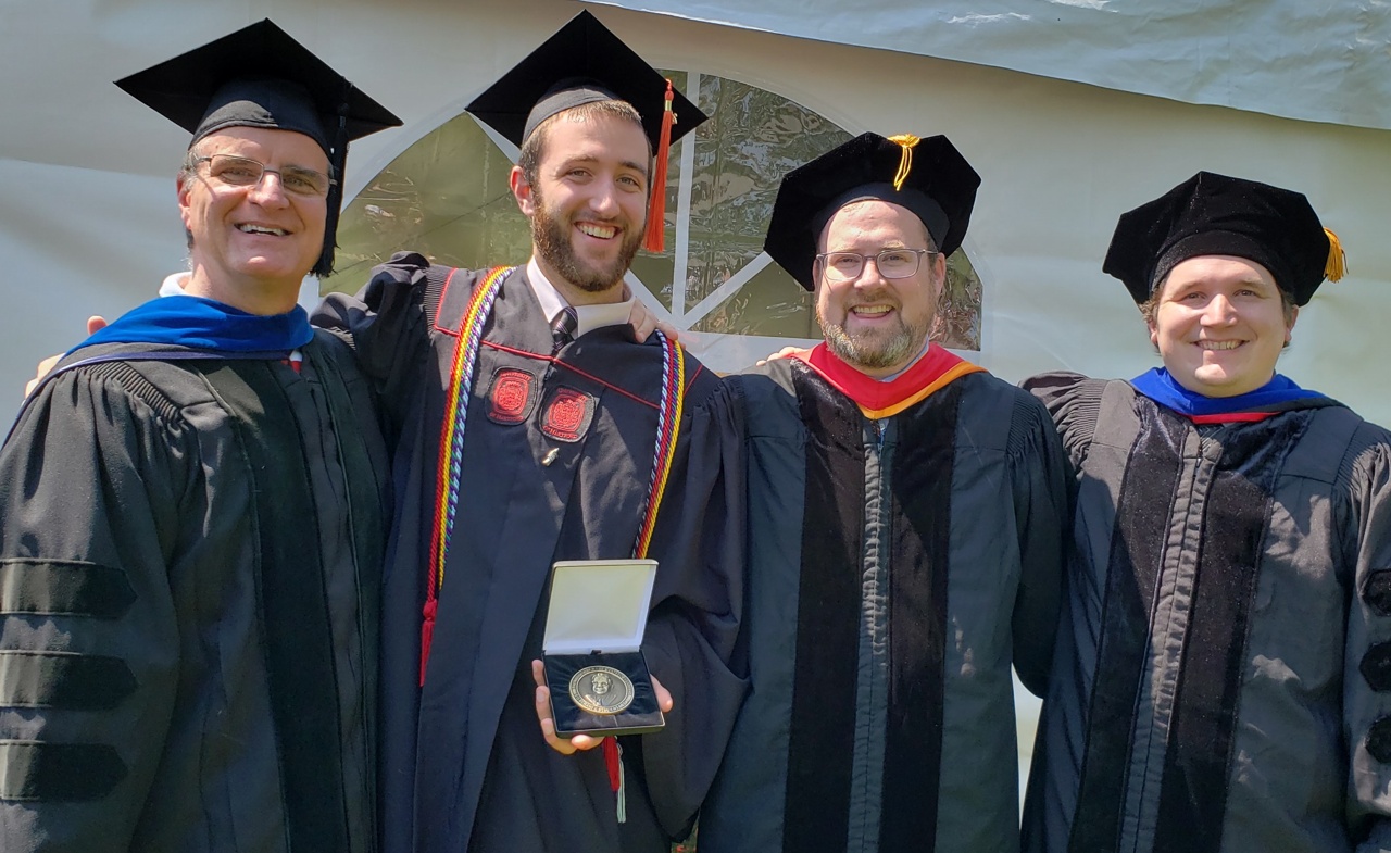 Professor Bob Celmer '78, Ethan Wagner, Associate Professor Eoin King, Assistant Professor Chris Jasinski '12