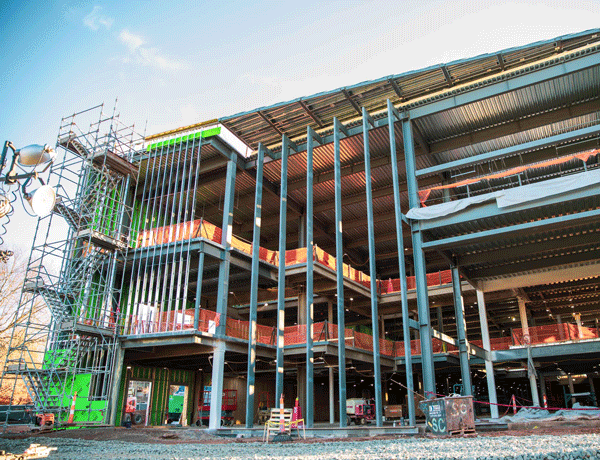 A photo of the academic building construction