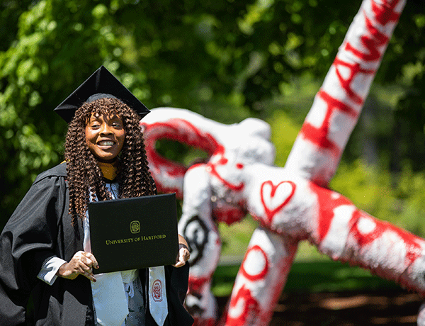 a student by the anchor