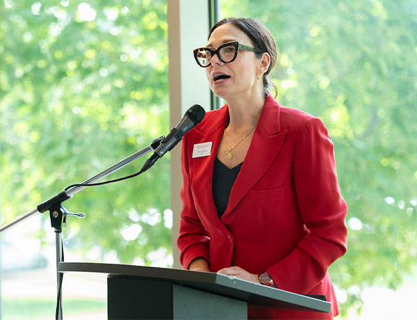 Provost LaGreca speaking at Industry Partnership breakfast