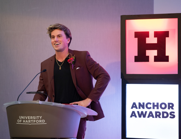 man at podium