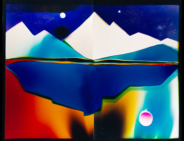 Liz Nielsen, "Rotating Landscape", 2025, Analog Chromogenic Light Painting on Fujiflex, Unique, 73 x 100 in