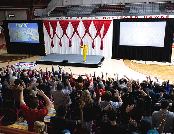 Jesse Cole speaking at the University of Hartford