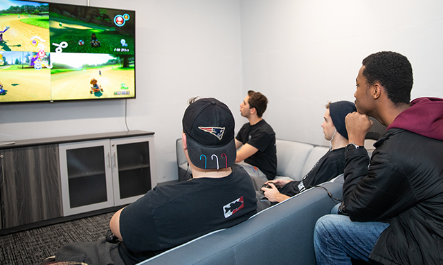 students playing video games