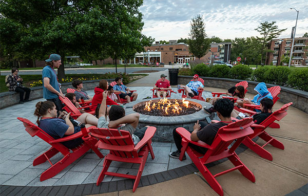 students walking on campus 