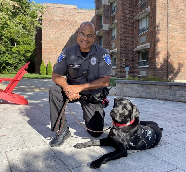 Teddy UHart Comfort Dog and Michael Calderon