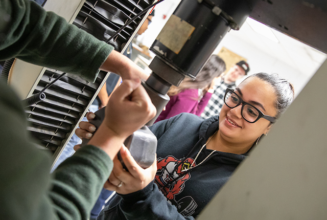 female student working in lab