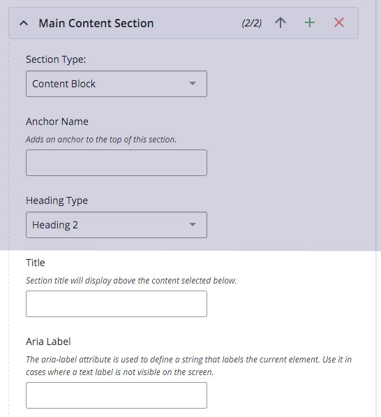 CMS location for Title and Aria labels