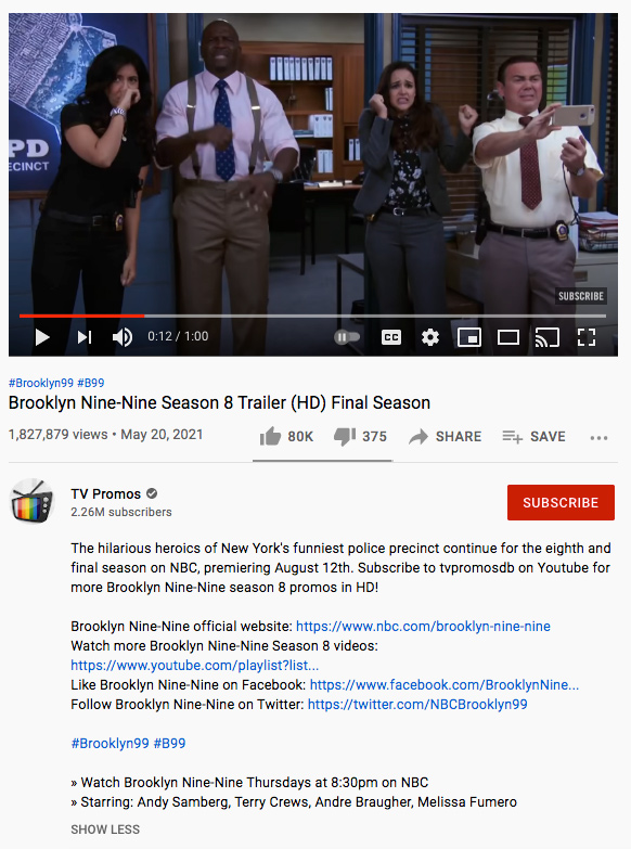 YouTube video description example